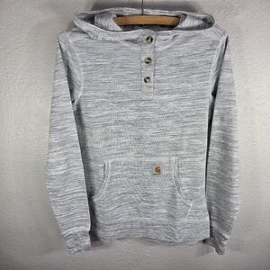 Carhartt Norwalk Hoodie Womens XS Gray Slightly Fitted Henley Hooded Sweatshirt